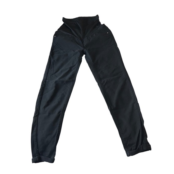 Oh! Mamma Maternity Black Comfort Stretch Tummy Panel Ankle Pants Medium - Picture 1 of 5